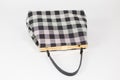 Black and white Plaid checkered pattern handbag closeup