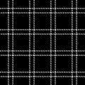 Black white plaid pattern with stitched double line. Seamless classic thin dark tartan check illustration for jacket, coat, skirt.