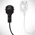 Black and white plug in cables Royalty Free Stock Photo