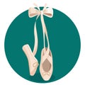 Black and white pointes female ballet shoes on white background. Royalty Free Stock Photo