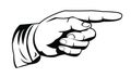 Black And White Vector Illustration of Pointing Hand