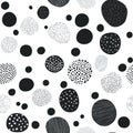 Black and White Polka Dot Pattern - Monochrome Abstract Contemporary Design. Royalty Free Stock Photo