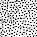 Black and white polka dots and terrazzo texture vector seamless pattern background. Dense textural grunge and round