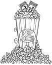 Black and White Popcorn Illustration