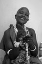Black and white portrait of a beautiful masaai woman