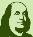 Portrait of Benjamin Franklin on a white background