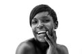 Black and white portrait of a cheerful african american woman Royalty Free Stock Photo