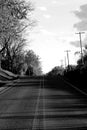 Black and white portrait landscape of a road