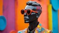 Colorful Installation Statue Wearing Orange Sunglasses Royalty Free Stock Photo