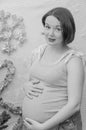 Black and white portrait, pregnant girl Royalty Free Stock Photo