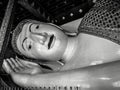 Black and white portrait of reclining Buddha at wat Banden in Thailand Royalty Free Stock Photo