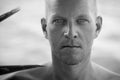 Black&white portrait of Scandinavian man with bright eyeswith bright eyes Royalty Free Stock Photo