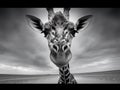 Black and White portrait of a giraffe