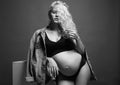 Black and white portrait of young beautiful pregnant woman Royalty Free Stock Photo