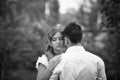 Black and white Portrait Of Young Newlyweds Royalty Free Stock Photo
