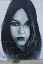 Graffiti design with a girl face, white and black style