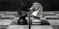 Two Chess Pieces in Black and White. Generative AI Royalty Free Stock Photo