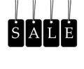 Black and white price tag hang from rope big sign sale vector il Royalty Free Stock Photo