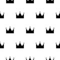 Black and white princess crown seamless pattern. Royalty Free Stock Photo