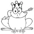 Black And White Princess Frog Cartoon Mascot Character With Crown And Arrow Royalty Free Stock Photo