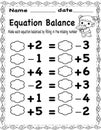 Equation Balance Worksheet 4 â Fun Math Practice for Kids Royalty Free Stock Photo