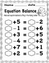 Equation Balance Worksheet 9â Fun Math Practice for Kids Royalty Free Stock Photo