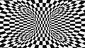 Black and white psychedelic optical illusion. Abstract hypnotic animated background. Checkered geometric looping wallpaper