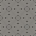 Black and white psychedelic vector seamless pattern with optical illusion effect Royalty Free Stock Photo