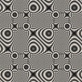 Black and white psychedelic vector seamless pattern with optical illusion effect Royalty Free Stock Photo