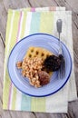 Black and white pudding with baked beans Royalty Free Stock Photo