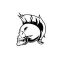 BLACK AND WHITE PUNK ROCK SKULL HEAD VECTOR MUSIC AND LIFE STYLE THEME