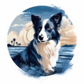 Dreamlike Beach Portrait Of A Grey And White Border Collie