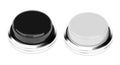 Black and white push buttons. 3d rendering illustration