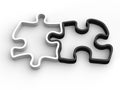 Black and white puzzle pieces fit together Royalty Free Stock Photo