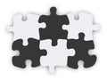 Black and white puzzle pieces fit together Royalty Free Stock Photo