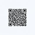 A black and white QR code is centered on a plain white background Royalty Free Stock Photo