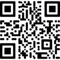 Black and white QR code pattern with three square markers and various shapes and dots Royalty Free Stock Photo