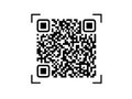 A black and white qr code with a thin border and corner squares on a white background Royalty Free Stock Photo