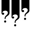 Black and white question symbols, isolated on white, vector illustration