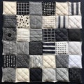 Patchwork Quilt With Black And White Squares