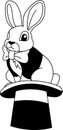 black and white A rabbit is sitting on top hat Royalty Free Stock Photo