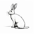 Black And White Rabbit Sketch: Clean And Sharp Inking Style