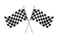 Black and white race flag for start and finish on rally road. Checkered waving flags for winner of motocross, car race. Sport