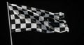Black and white racing flag waving dramatically Royalty Free Stock Photo