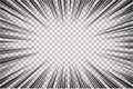 Black and white radial comics style lines on transparent background. Manga action, speed abstract Royalty Free Stock Photo