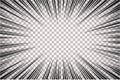 Black and white radial comics style lines on transparent background. Manga action, speed abstract