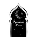 Black and white Ramadan greetings background. Ramadan Kareem means. Mosque. Vector illustration