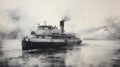 Encaustic And Photorealism: Vintage Steamer Boat Painting