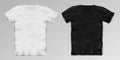 Black and white realistic male t-shirt. Blank sports t-shirt template . Cotton man shirt design. Vector