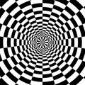 Black and White Rectangles Radial Expanding from the Center. Optical Illusion of Volume and Depth.